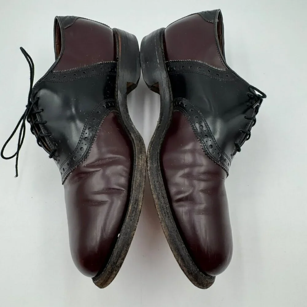 Allen Edmonds Polo Saddle Style Dress Shoes Mens Size 8D Black & Burgundy